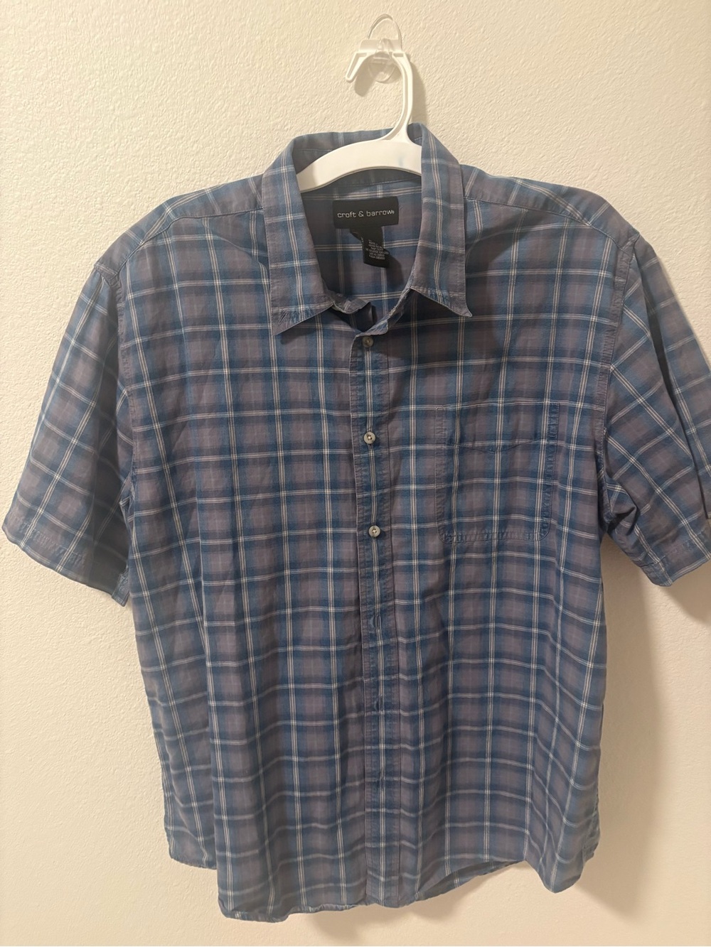 croft & barrow Blue Plaid Short Sleeve Button-Down Shirt
